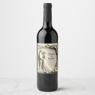 Rótulo De Garrafa De Cerveja 🤍 Tema de Casamento de Noiva e Noivo Floral Branc