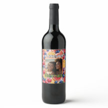 Tema de fruta fofa rótulo de vinho