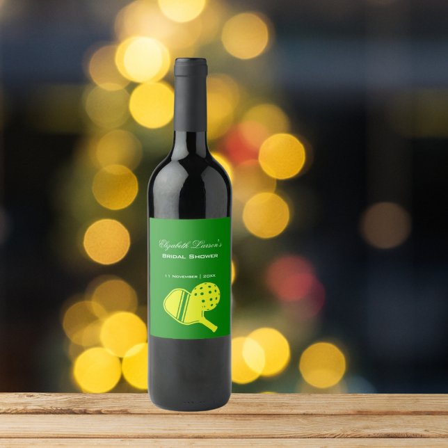 Rótulo De Garrafa De Cerveja Tema do Neon do Chá de panela Pickleball (Criador carregado)