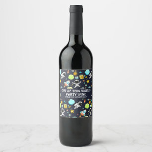 Rótulo De Garrafa De Cerveja Tema legal do espaço - astronautas & navios de