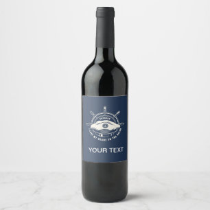 Rótulo De Garrafa De Cerveja Tema Náutico Azul Marinho Seu Texto