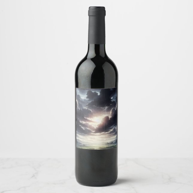 Rótulo De Garrafa De Cerveja Tempestade Sunset Chuva Sobre Serene Valley (Frente)