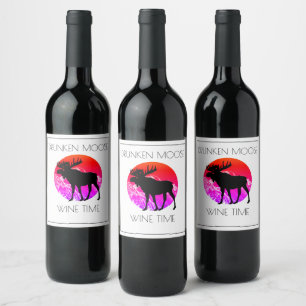 Rótulo De Garrafa De Cerveja Tempo bêbedo do vinho dos alces