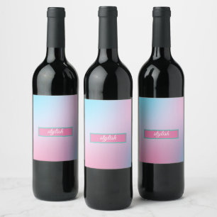 Rótulo De Garrafa De Cerveja Tendências Contemporâneas Azul Rosa Azul