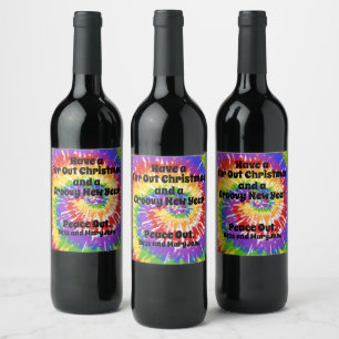 Rótulo De Garrafa De Cerveja "Tenha um Natal distante" Desenho de Hippy Tie Dye