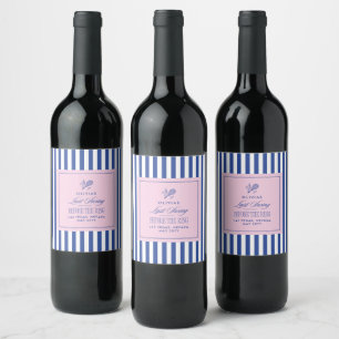Rótulo De Garrafa De Cerveja Tenis com Listras Rosa e Azul Solteira moderna