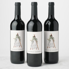 Rótulo De Garrafa De Cerveja Tépee, na moda de quintal de folhagem moderna da B