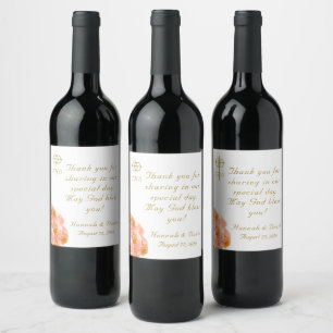 Rótulo De Garrafa De Cerveja Terracotta Rosa Católica Casamento