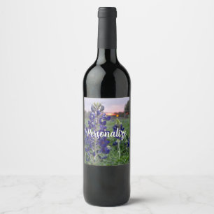 Rótulo De Garrafa De Cerveja Texas Bluebonnet Fazenda Sunset
