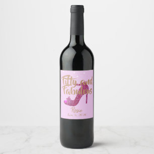 Rótulo De Garrafa De Cerveja Texto Dourado Rosa Quente e FabulosoBrilhante
