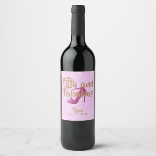 Rótulo De Garrafa De Cerveja Texto Dourado Rosa Quente e FabulosoBrilhante