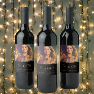 Rótulo De Garrafa De Cerveja Texto personalizado de foto com script de congratu