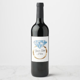 Rótulo De Garrafa De Cerveja Texto Personalizado do Anel de Casamento de Diaman