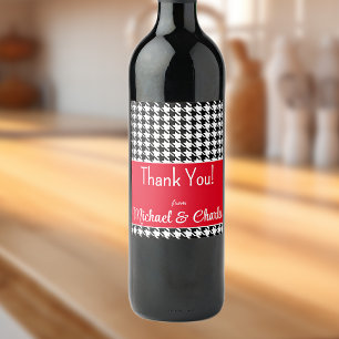 Rótulo De Garrafa De Cerveja Texto Personalizado, Obrigado Red Houndstooth (6)