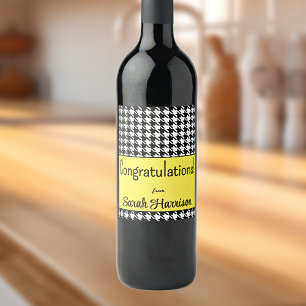 Rótulo De Garrafa De Cerveja Texto Personalizado, Parabéns Xadrez Amarelo (6)