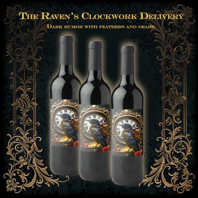 Rótulo De Garrafa De Cerveja The Raven’s Clockwork Delivery  (Criador carregado)