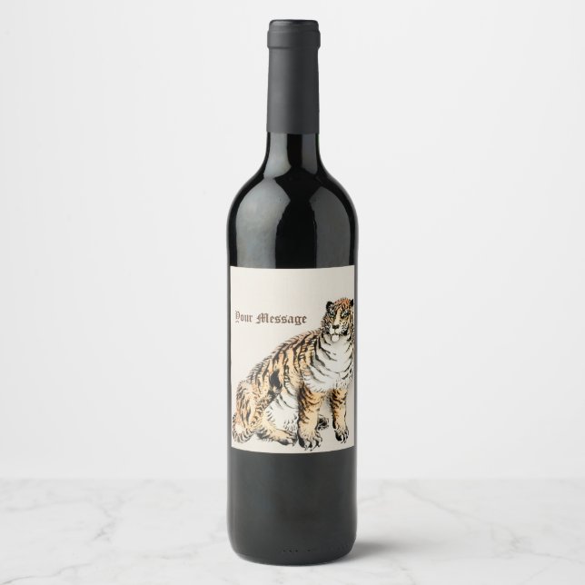 Rótulo De Garrafa De Cerveja Tigre Personalizado por Kōno Bairei Ilustração Jap (Frente)