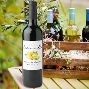 Rótulo De Garrafa De Cerveja Tinta de Caligrafia Limoncello Aquarela Limões