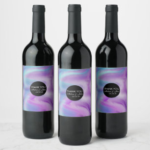 Rótulo De Garrafa De Cerveja Tinta Líquida Colorida Redemoinho de Mármore Roxo