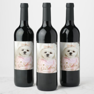 Rótulo De Garrafa De Cerveja Tipografia de aniversário de Pet Dog com Foto Per