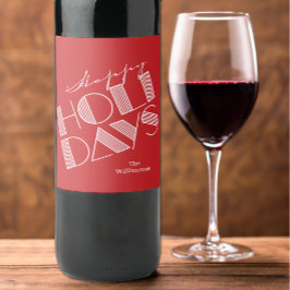 Rótulo De Garrafa De Cerveja Tipografia de Feliz Férias Vermelho