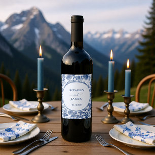 Rótulo De Garrafa De Cerveja Toalhete Azul Romântico para Casamento