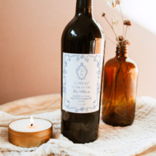 Rótulo De Garrafa De Cerveja Toile de Jouy Vintage moldura brasão Festa de noiv