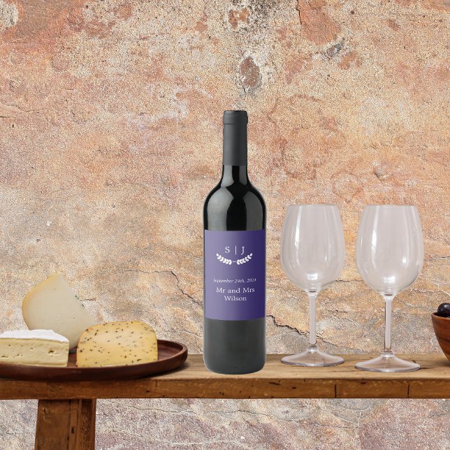 Rótulo De Garrafa De Cerveja Tonelada de Joia Azul Elegante Monograma (Criador carregado)