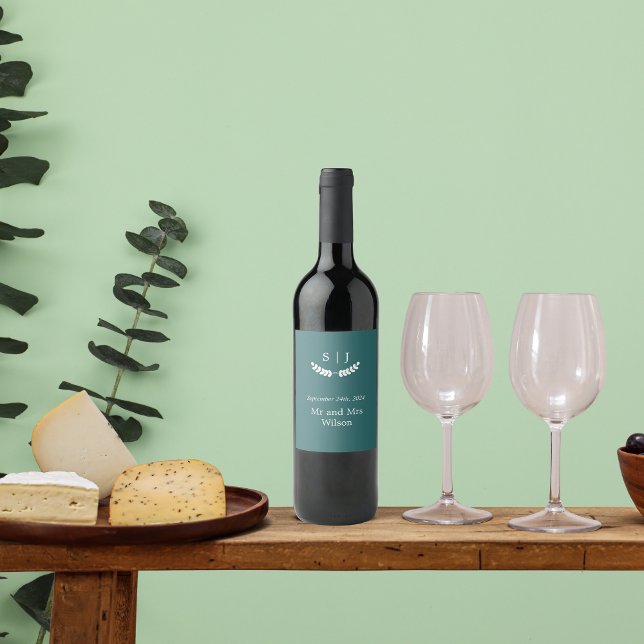 Rótulo De Garrafa De Cerveja Tonelada de Joia Verde Monograma Elegante (Criador carregado)