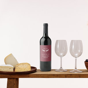 Rótulo De Garrafa De Cerveja Tonelada Vermelha Escura Monograma Elegante