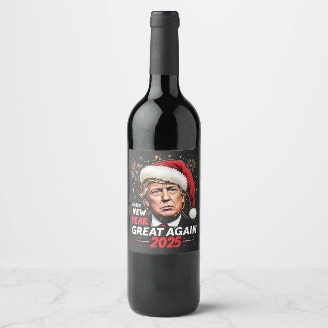 Rótulo De Garrafa De Cerveja Tornar Excelente do Ano Novo Novamente 2025 Trump  (Frente)