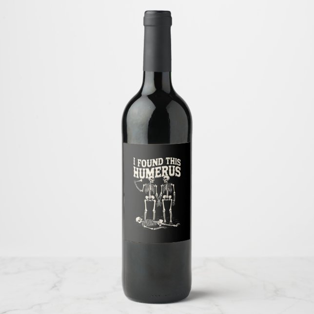 Rótulo De Garrafa De Cerveja Traje Engraçado de Esqueleto de Halloween com Úmer (Frente)