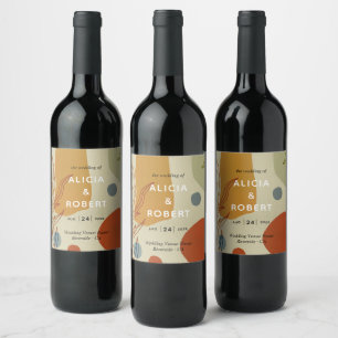 Rótulo De Garrafa De Cerveja Trendy Modern Line Abstrato Protea Botânica