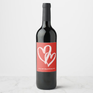 Rótulo De Garrafa De Cerveja Trendy Monogrammed Red Hearts Dias de os namorados