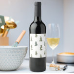 Rótulo De Garrafa De Cerveja Trendy Winter | Padrão da árvore de Natal<br><div class="desc">Trendy Winter | Padrão da árvore de Natal</div>