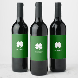Rótulo De Garrafa De Cerveja Trevo de Quatro Folhas Irlandês Verde Personalizad