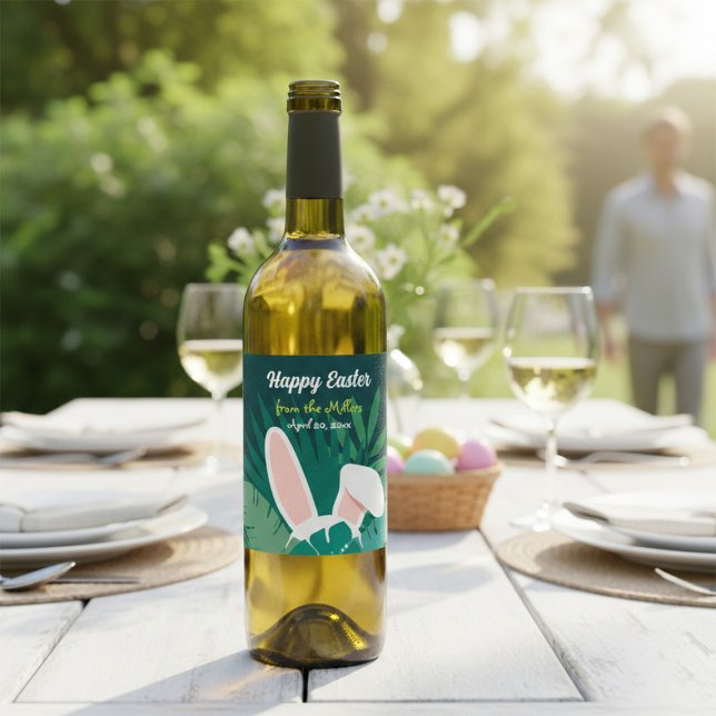 Rótulo De Garrafa De Cerveja Tropical Jungle Easter Bunny Custom Wine Label (Criador carregado)