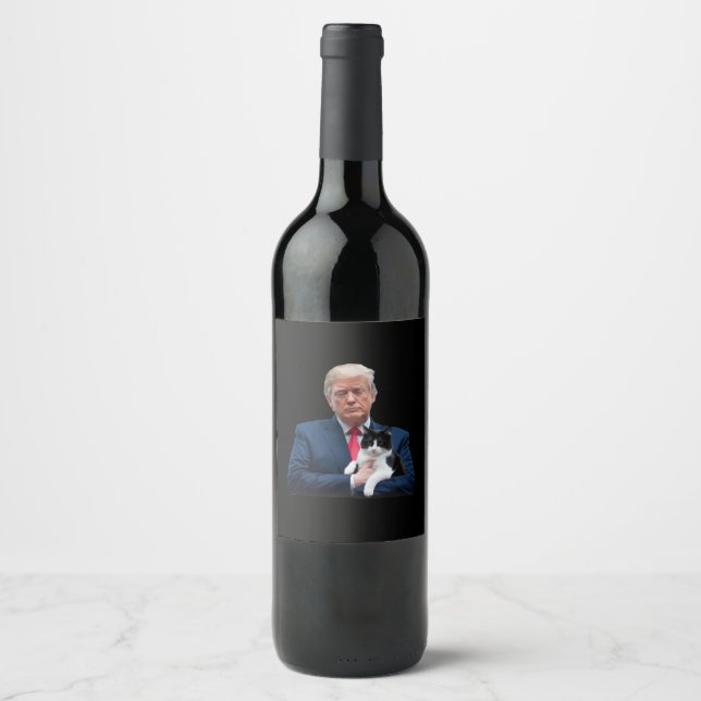 Rótulo De Garrafa De Cerveja Trump 2024 Cat MAGA Funny Trump Cat (Frente)