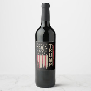 Rótulo De Garrafa De Cerveja Trump 45 47 Antigo Retro América EUA Bandeira