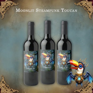 Rótulo De Garrafa De Cerveja Tucano Steampunk ao Luar.