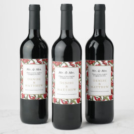 Rótulo De Garrafa De Cerveja Tulipas Vermelhas Aquarela Floral com Letreiro Dou