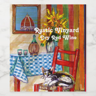 RÓTULO DE GARRAFA DE CERVEJA TUSCANY KITCHEN CAT,SFLOWERS VINHOS