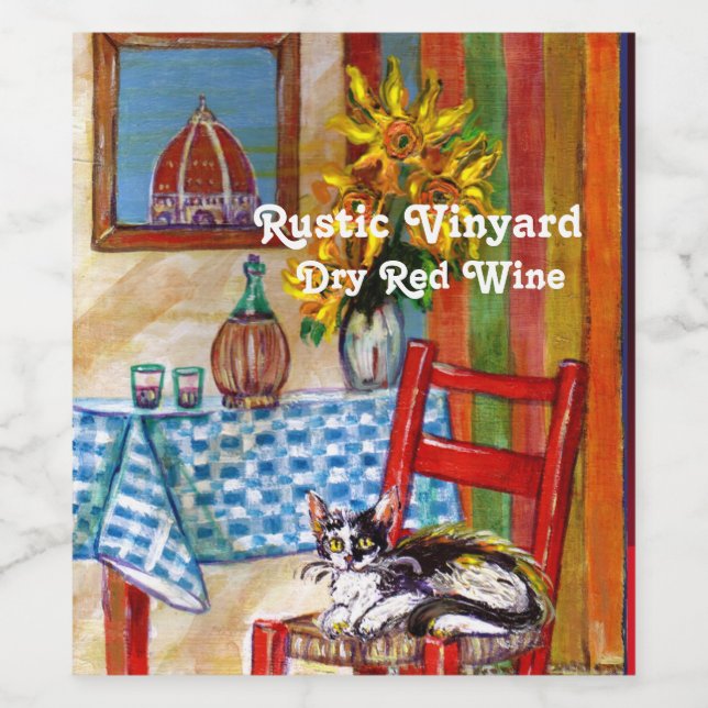 RÓTULO DE GARRAFA DE CERVEJA TUSCANY KITCHEN CAT,SFLOWERS VINHOS (Rótulo Único)