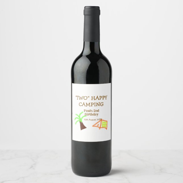 Rótulo De Garrafa De Cerveja Two happy camping 2nd birthday tree camp kids (Frente)