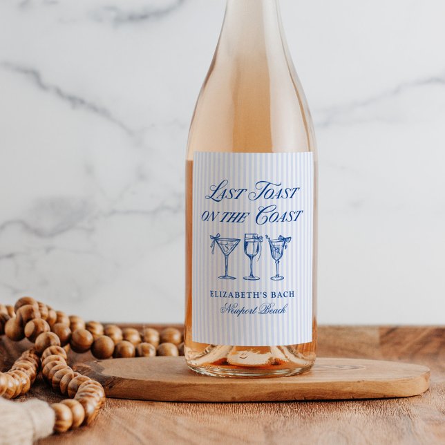 Rótulo De Garrafa De Cerveja Último brinde na costa Elegante Arcos Desenhados (Criador carregado)