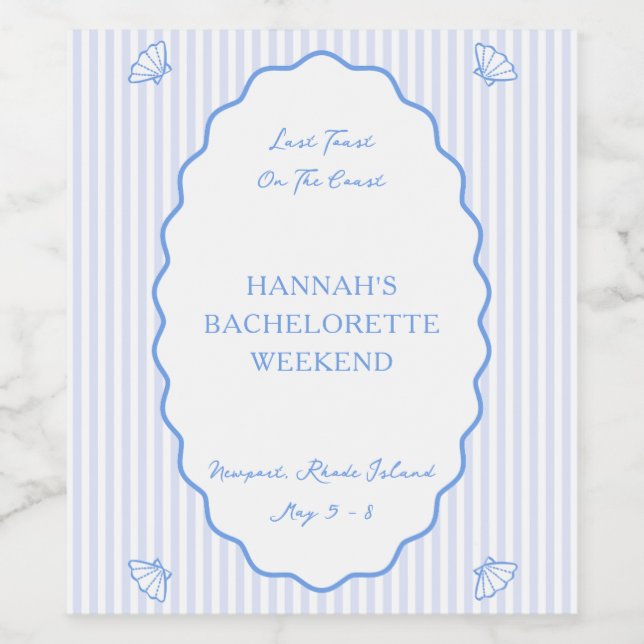 Rótulo De Garrafa De Cerveja Último brinde na Festa de solteira Azul Costeira (Rótulo Único)