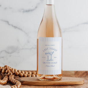 Rótulo De Garrafa De Cerveja Último brinde na solha azul costeira