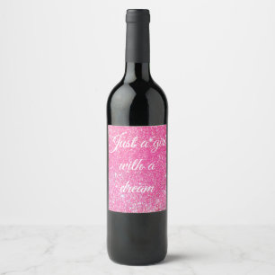 Rótulo De Garrafa De Cerveja UMA MENINA COM UM SONHO Brilho Rosa Quente Purpuri