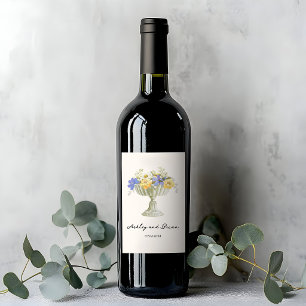 Rótulo De Garrafa De Cerveja Urn de Jardim Tuscano Romântico com Flores Casamen