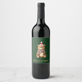 Rótulo De Garrafa De Cerveja Urso de Natal